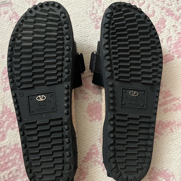 Valentino Garavani Rockstud Espadrille Pool Slides Black - Picture 5 of 11